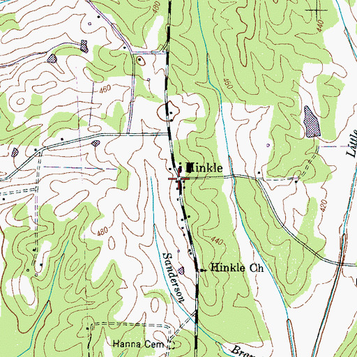 Topographic Map of Hinkle, TN