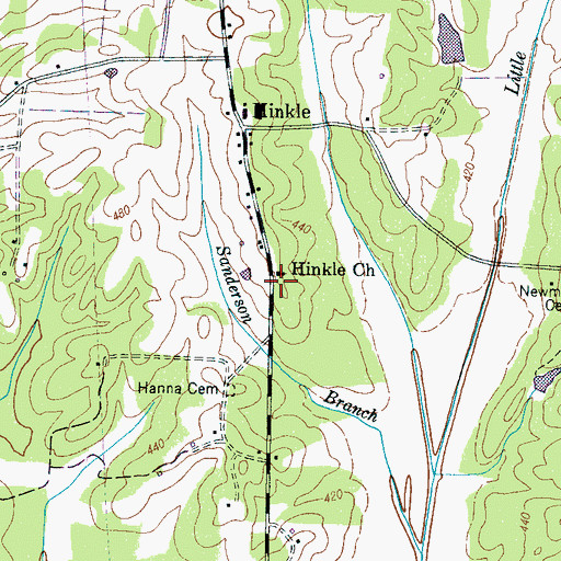Topographic Map of Hinkle Church, TN