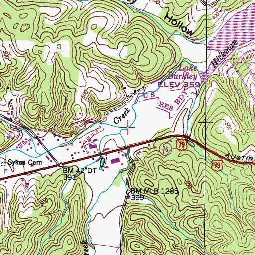 Topographic Map of Hinson Creek, TN