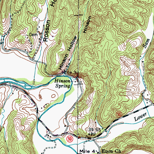 Topographic Map of Hinson Spring, TN