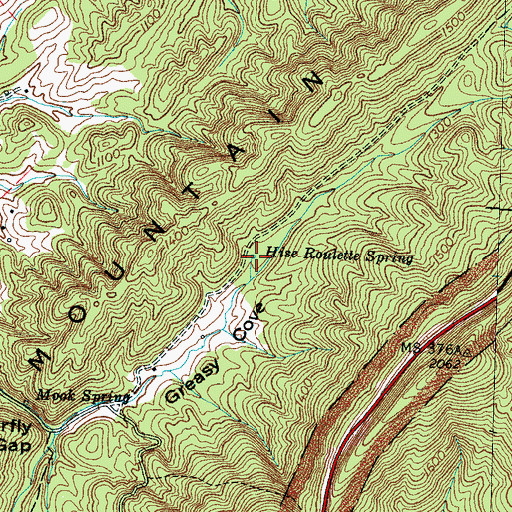 Topographic Map of Hise Roulette Spring, TN