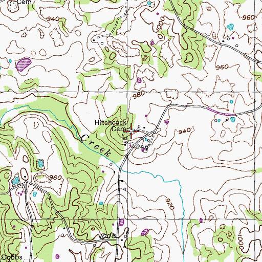 Topographic Map of Hitchcock Cemetery, TN