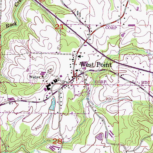 Topographic Map of West Point, AL