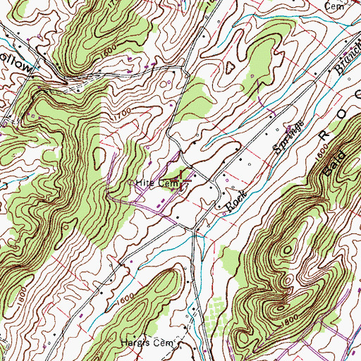 Topographic Map of Hite Cemetery, TN