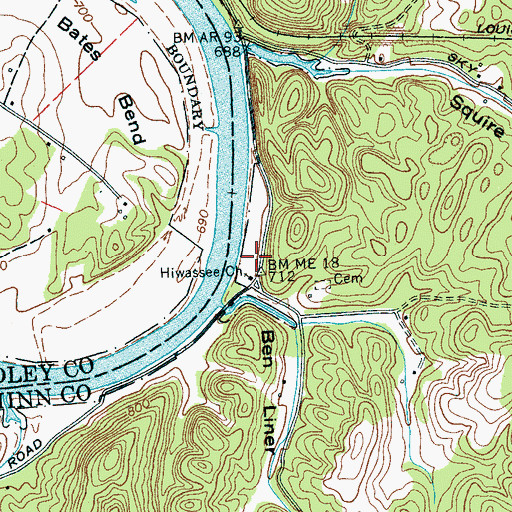 Topographic Map of Hiwassee Church, TN
