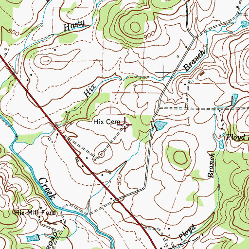 Topographic Map of Hix Cemetery, TN