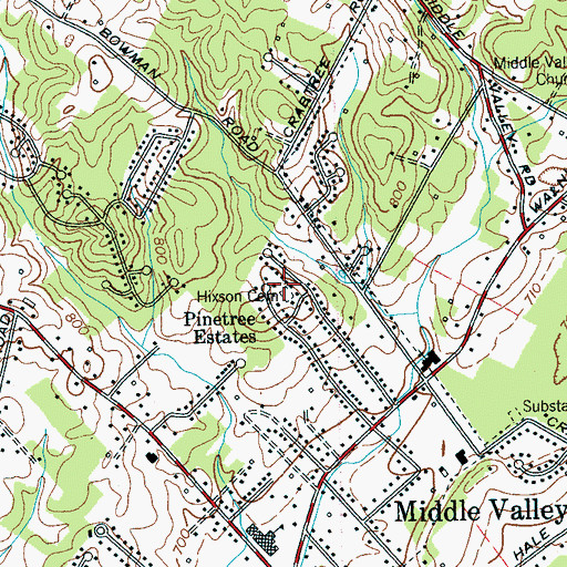 Topographic Map of Hixson Cemetery, TN