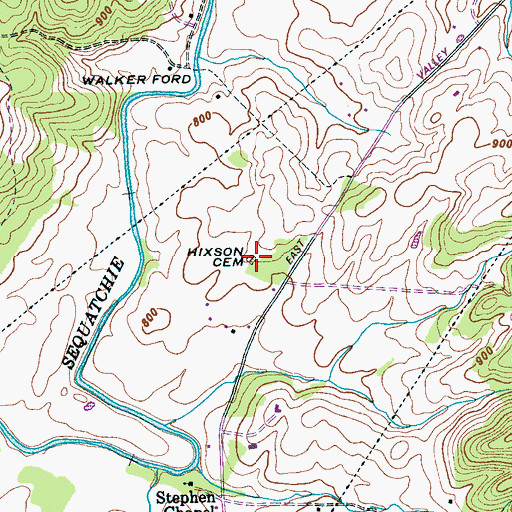 Topographic Map of Hixson Cemetery, TN