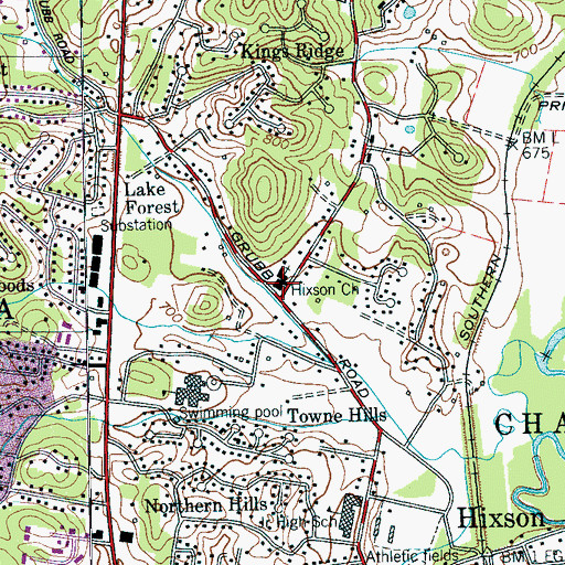 Topographic Map of Hixson Church, TN