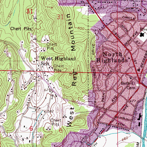 Topographic Map of West Red Mountain, AL