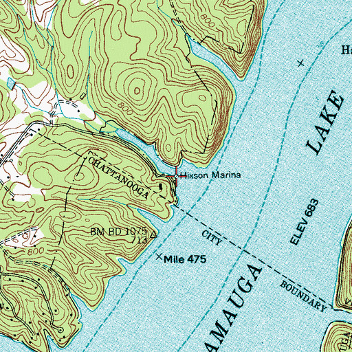Topographic Map of Hixson Marina, TN
