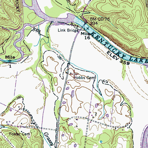Topographic Map of Hobbs Cemetery, TN