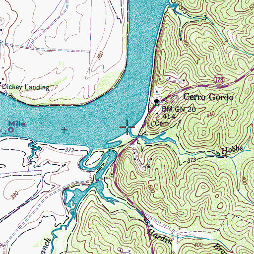 Topographic Map of Hobbs Mill Branch, TN