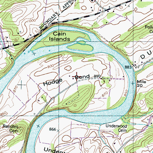 Topographic Map of Hodge Bend, TN