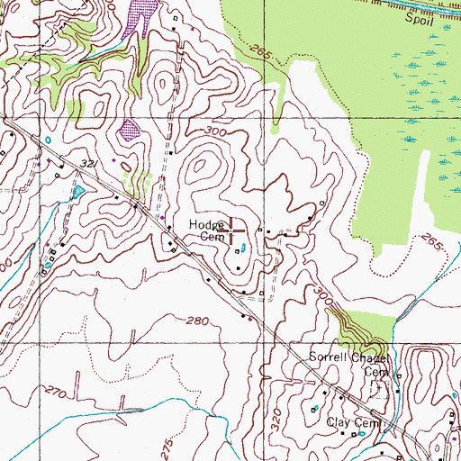 Topographic Map of Hodge Cemetery, TN