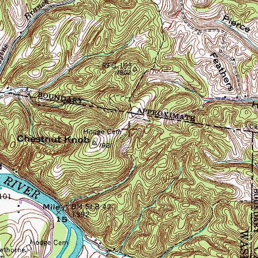 Topographic Map of Hodge Cemetery, TN