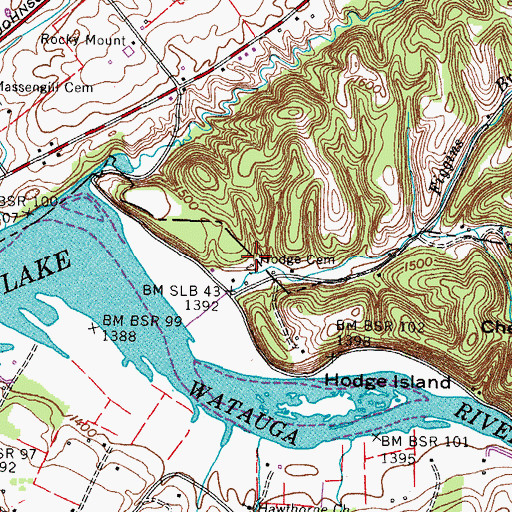 Topographic Map of Hodge Cemetery, TN