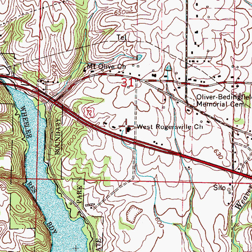 Topographic Map of West Rogersville Church, AL
