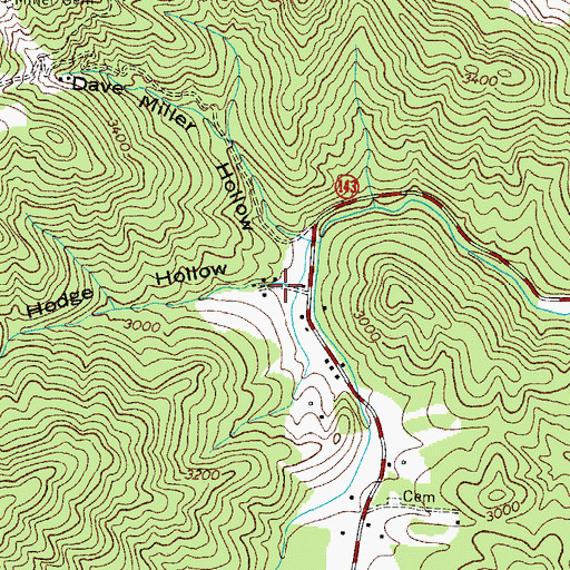 Topographic Map of Hodge Hollow, TN