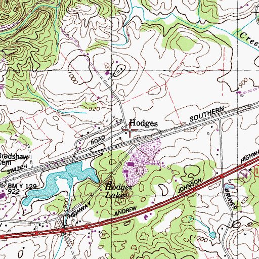 Topographic Map of Hodges, TN