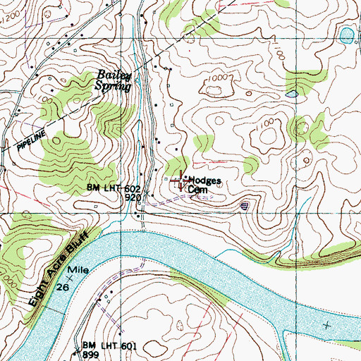 Topographic Map of Hodges Cemetery, TN