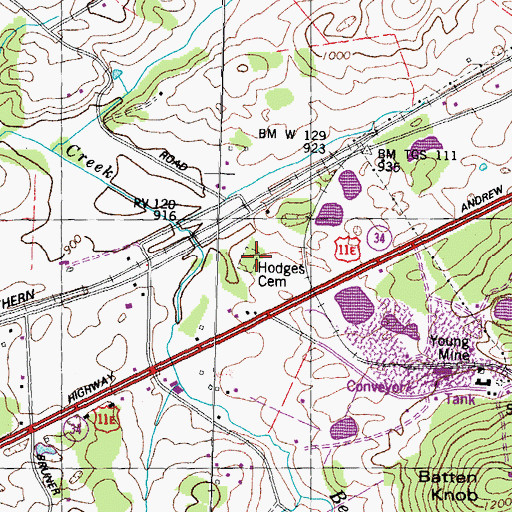 Topographic Map of Hodges Cemetery, TN