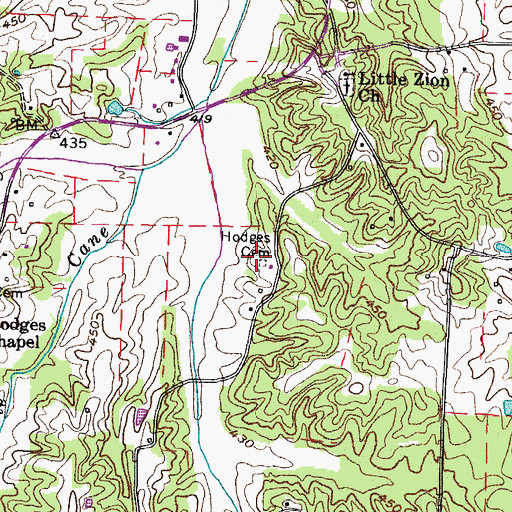 Topographic Map of Hodges Cemetery, TN