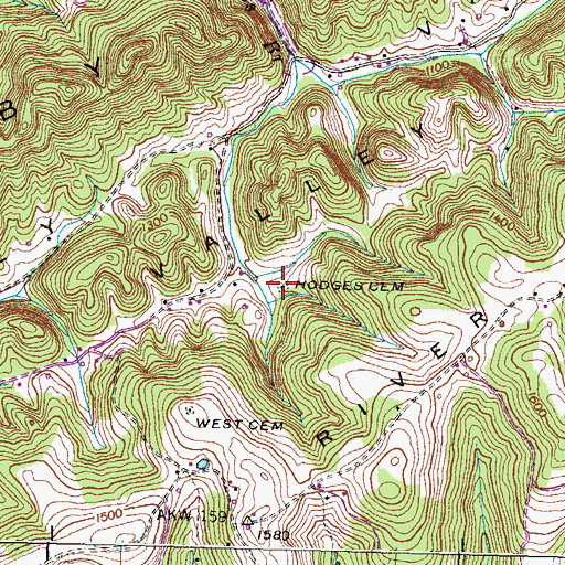 Topographic Map of Hodges Cemetery, TN