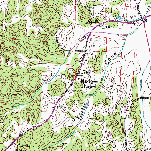 Topographic Map of Hodges Chapel, TN