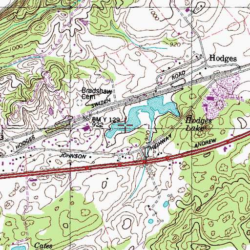 Topographic Map of Hodges Lake, TN