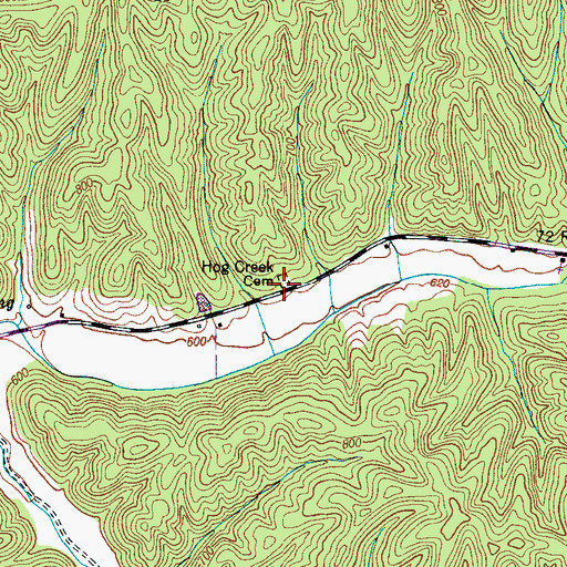 Topographic Map of Hog Creek Cemetery, TN