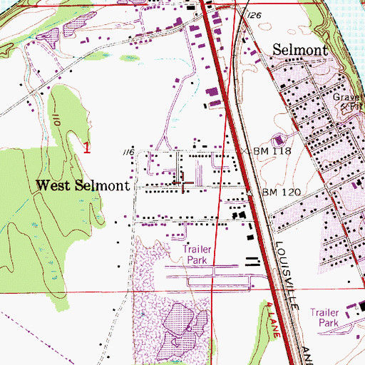 Topographic Map of West Selmont, AL