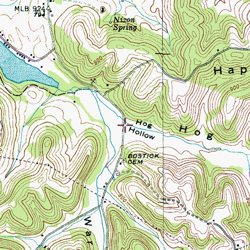 Topographic Map of Hog Hollow, TN
