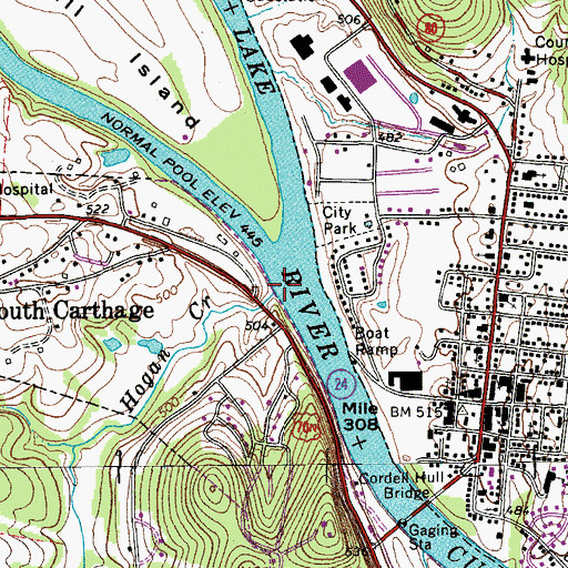 Topographic Map of Hogan Creek, TN