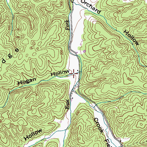Topographic Map of Hogan Hollow, TN