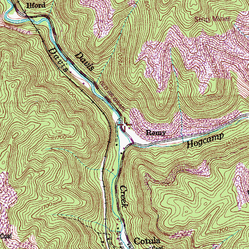 Topographic Map of Hogcamp Branch, TN