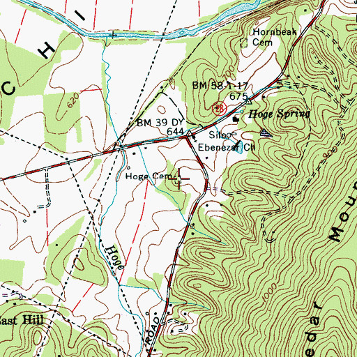 Topographic Map of Hoge Cemetery, TN