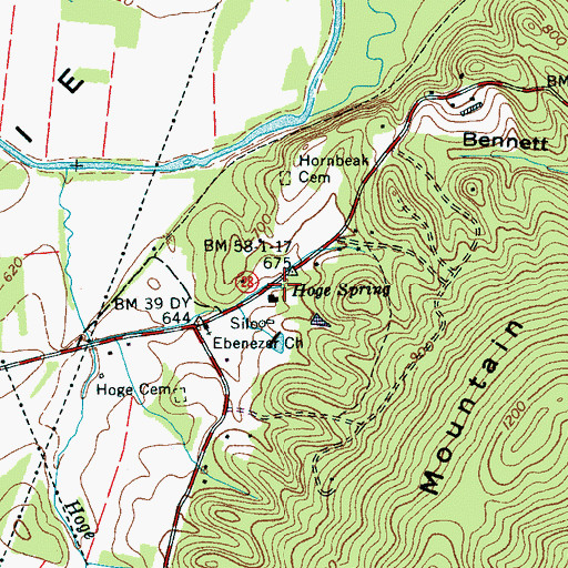 Topographic Map of Hoge Spring, TN