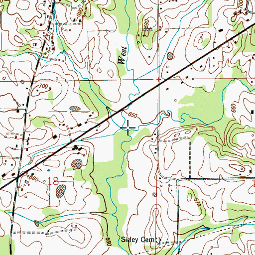 Topographic Map of West Shoals Creek, AL