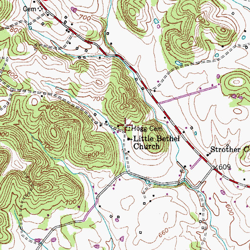 Topographic Map of Hogg Cemetery, TN