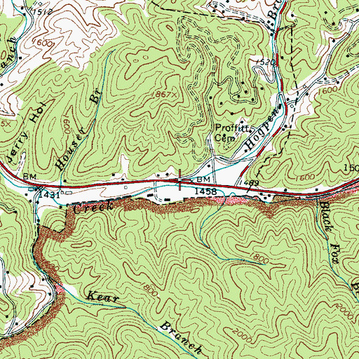 Topographic Map of Hogpen Branch, TN