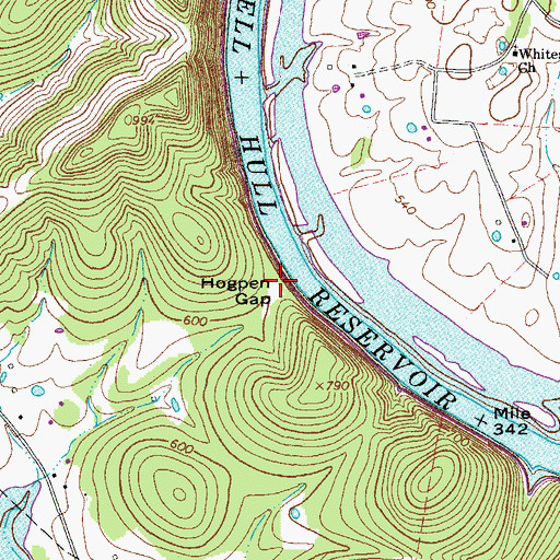 Topographic Map of Hogpen Gap, TN