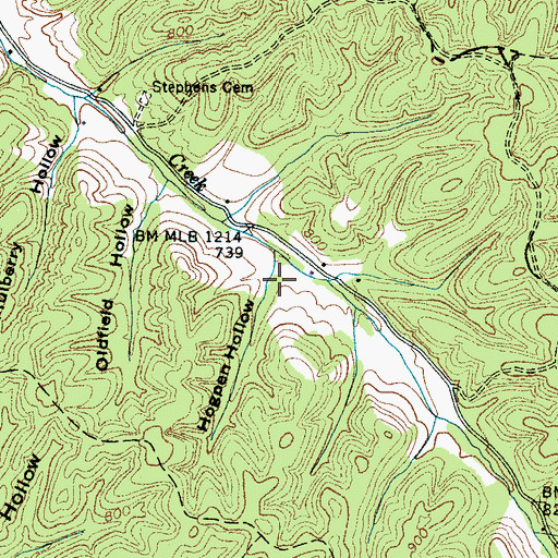 Topographic Map of Hogpen Hollow, TN