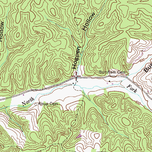 Topographic Map of Hogpen Hollow, TN