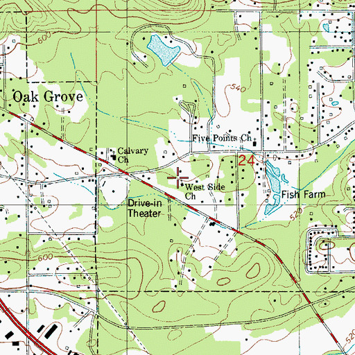 Topographic Map of West Side Church, AL