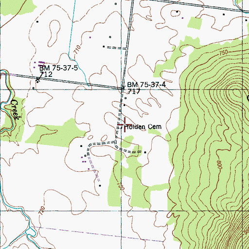 Topographic Map of Holden Cemetery, TN