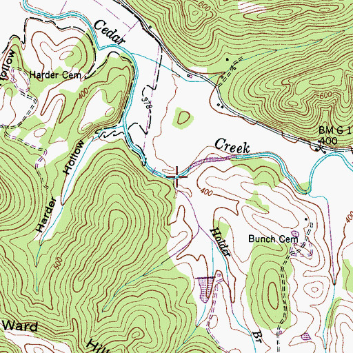 Topographic Map of Holder Branch, TN
