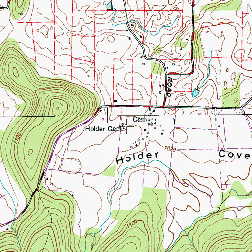 Topographic Map of Holder Cemetery, TN
