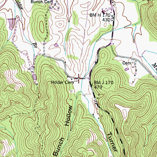 Topographic Map of Holder Cemetery, TN
