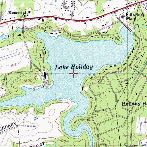 Topographic Map of Lake Holiday, TN